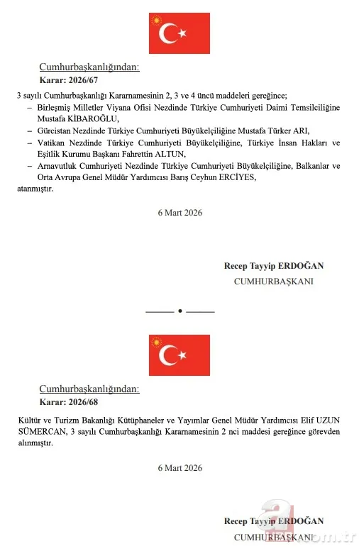 Başkan Erdoğan İmzaladı | Atama kararları Resmi Gazete’de 3