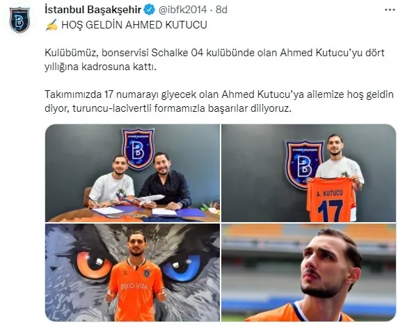 Başakşehir Ahmed Kutucu’yu kadrosuna kattı | Son dakika transfer haberi