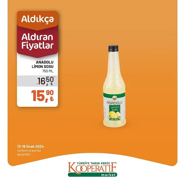 Tarım Kredi Market, 18 Ocak İndirim Kataloğu ile Müşterilerine Cazip Fırsatlar Sunuyor! Salatalık, Soğan, Limon, Çay, Türk Kahvesi ve Fazlası Uygun Fiyatlarla Satışta! - 23