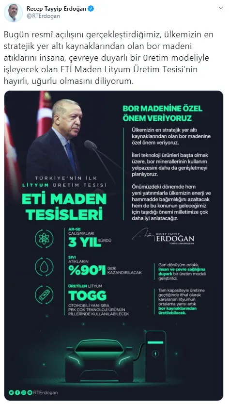 Son dakika: Başkan Erdoğan'dan Lityum Üretim Tesisi ve Ankara Gölbaşı Şehir Geçişi açılış töreninde önemli açıklamalar - 6