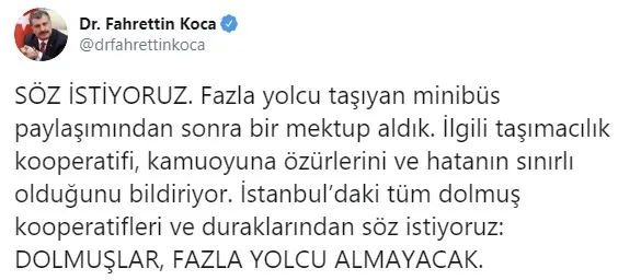 Sağlık Bakanı Fahrettin Koca'dan dolmuş kooperatiflerine çağrı - 1