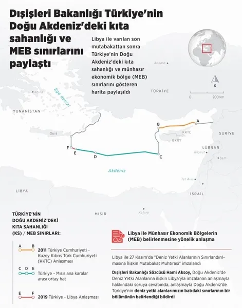 Dışişleri Bakanlığı Türkiye'nin Doğu Akdeniz'deki kıta sahanlığı ve MEB sınırlarını paylaştı - 1