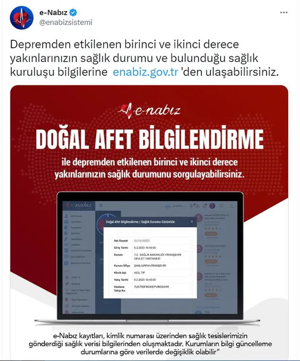 E-NABIZ DEPREMZEDE YAKINIM BULMA EKRANI | Kahramanmaraş depremi yakınım nerede, nasıl bulunur? Depremzede yakınımı nasıl bulurum?