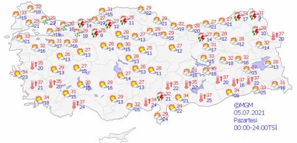 1625327711938.png Son dakika: Meteoroloji Genel Müdürlüğünden çok sayıda ile sağanak yağış uyarısı! Yağışlar ne zaman sona erecek? 5 günlük hava durumu - 5