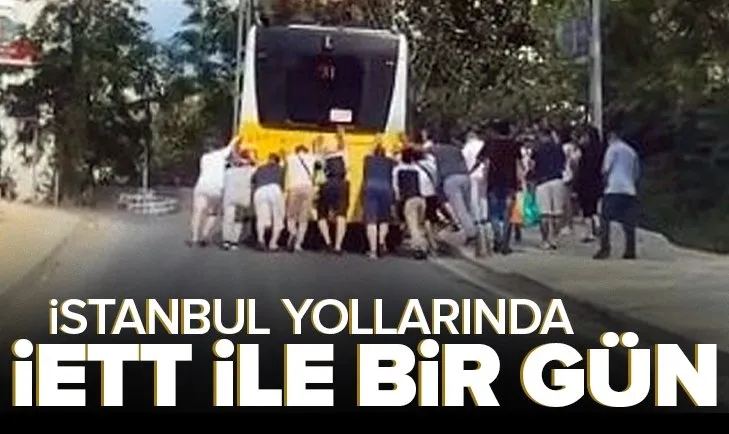 Son dakika: İETT otobüsü Sarıyer’de arızalandı! Yolcular böyle itti