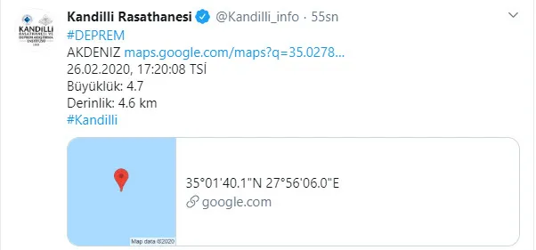 Son dakika: Akdeniz’de deprem! Kandilli AFAD son depremler