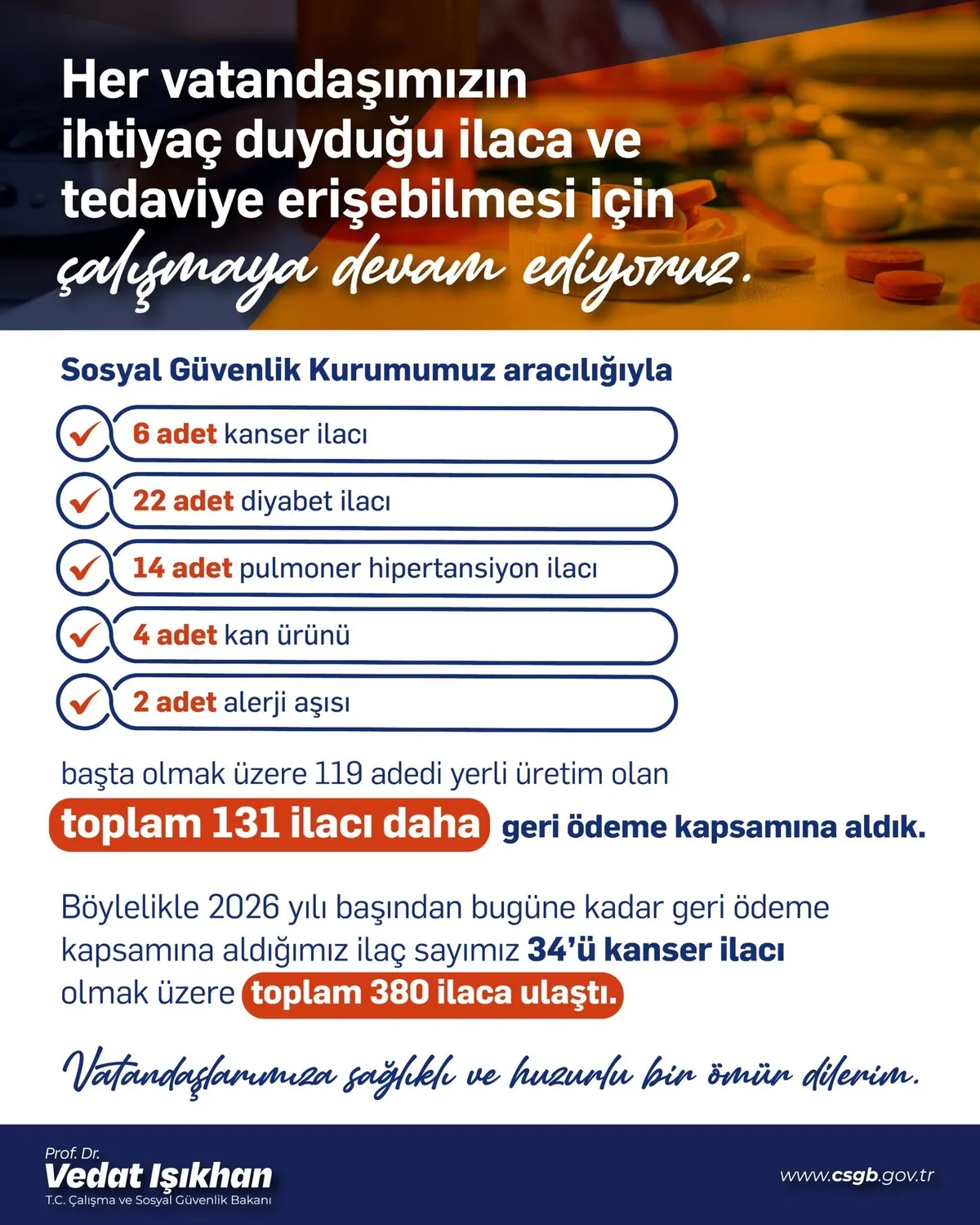 SGK'dan 131 ilaç için geri ödeme kararı! Bakan Işıkhan duyurdu - 1