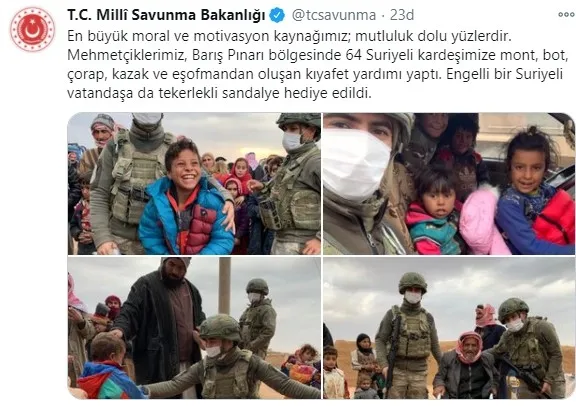 MSB'den Barış Pınarı bölgesindeki Suriyeli ihtiyaç sahiplerine yardım - 1