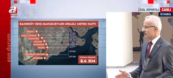 İstanbul’da Bakırköy Sahil-Kirazlı arasına yeni metro! Ulaştırma ve Altyapı Bakanlığı yaptı Başkan Erdoğan açtı | Bakan Uraloğlu A Haber’de anlattı