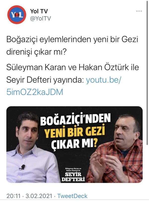 Boğaziçi Üniversitesi’ndeki vandallığı yalan haberlerle tahrik eden YOL TV’nin iki ortağı Almanya’da!