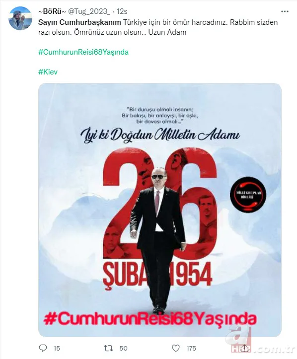 Başkan Erdoğan'ın 68'inci doğum günü | Sosyal medyadan binlerce kişi kutladı: İyi ki doğdun Reis 17