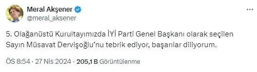 İYİ Parti’de karar verildi: Müsavat Dervişoğlu yeni genel başkan oldu | Başkan Erdoğan’dan tebrik telefonu
