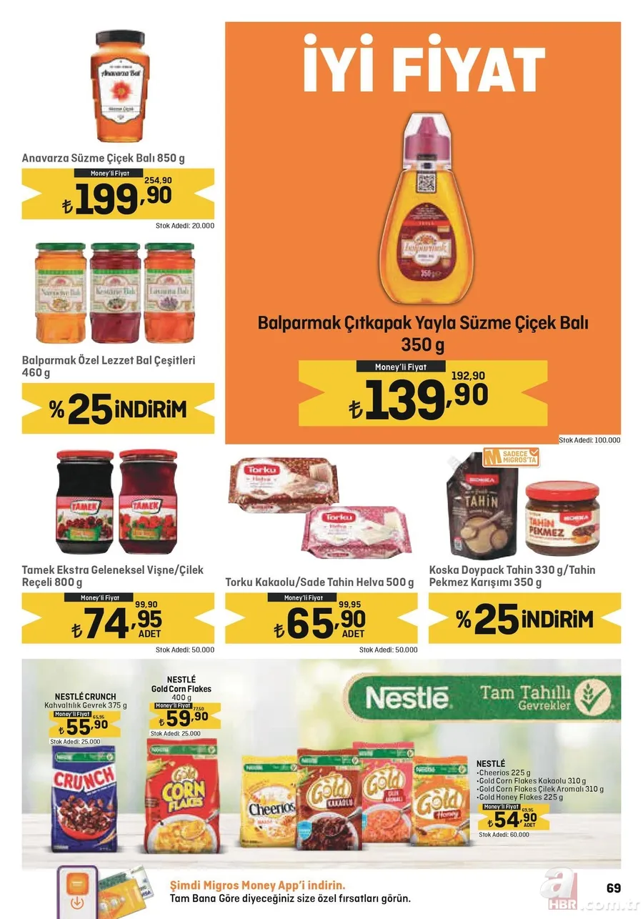Migros 26 Nisan indirim kataloğu yayında! Migros’da 5KG Un 69,00 TL, Süzme Peynir 59,90 TL, Salça 39,95 TL, Ayçiçek Yağı 5L 199,95 TL’den satışta 21