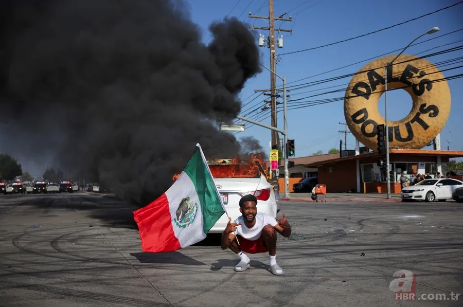 Görüntüler ABD'den: Göçmenlik baskınları protestoları alevlendirdi! Los Angeles'a 2000 ulusal muhafız gönderildi 3
