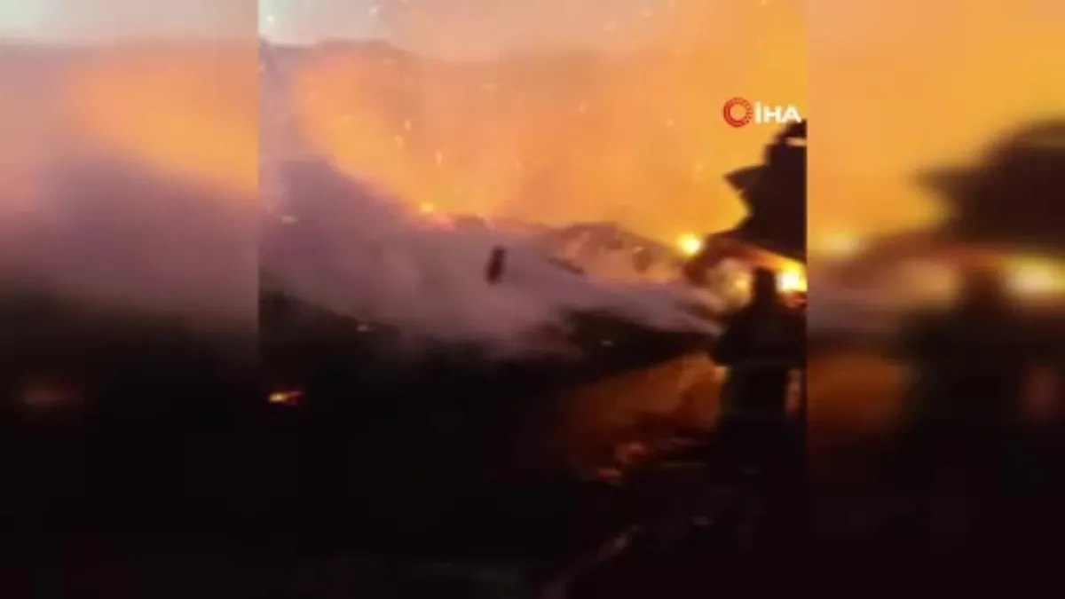 Evde çıkan yangında 2 büyükbaş ve 1 köpek telef oldu