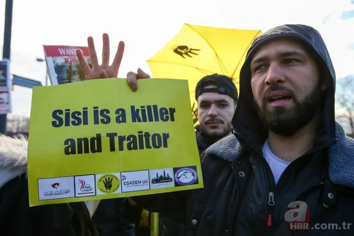 İngiltere'ye giden Sisi, protestolarla karşılandı