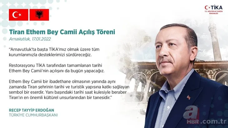 Tiran’daki Ethem Bey Camii’nin açılışı Başkan Erdoğan tarafından yapıldı