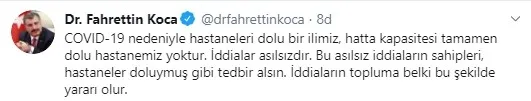 Sağlık Bakanı Fahrettin Koca: İddialar asılsızdır