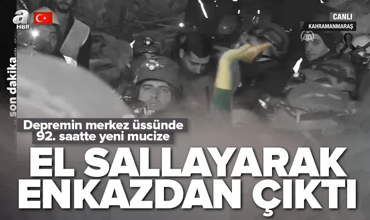 Enkazdan 92 saat sonra el sallayarak çıktı