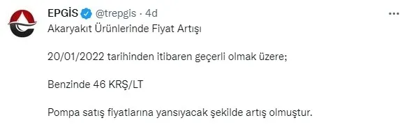 Son dakika: Benzine zam | EPGİS açıkladı - 1