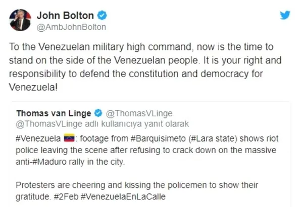 Bolton'dan Venezuela ordusuna darbe çağrısı - 1