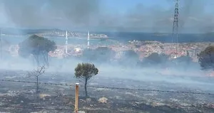 Yerleşim yerlerine yakın otluk alanda yangın