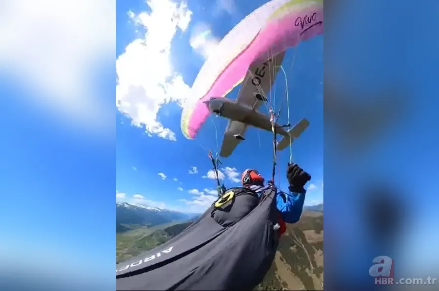 Paraşütçü kadına havada uçak çarptı! Korku dolu anlar kamerada 3