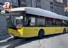 İETT otobüsü durağa çarptı