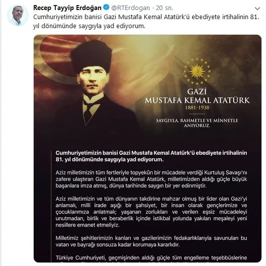 Son dakika: Başkan Erdoğan’dan Atatürk’ün vefatının 81'inci yılında Anıtkabir’e ziyaret - 6
