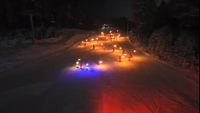 Kars’ta 14 Şubat’ta meşaleli kayak yaptılar