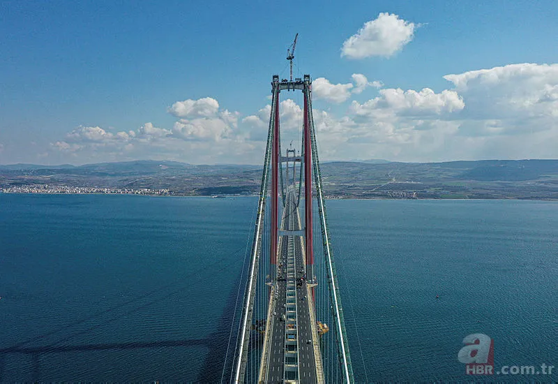 Çanakkale Köprüsü kaç km? 1915 Çanakkale Köprüsü uzunluğu kaç metre? Orta açıklığı, kule yükseliği kaç metre? 4