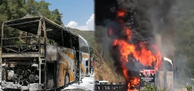 Son dakika: Muğla’da seyir halindeki yolcu otobüsü yandı
