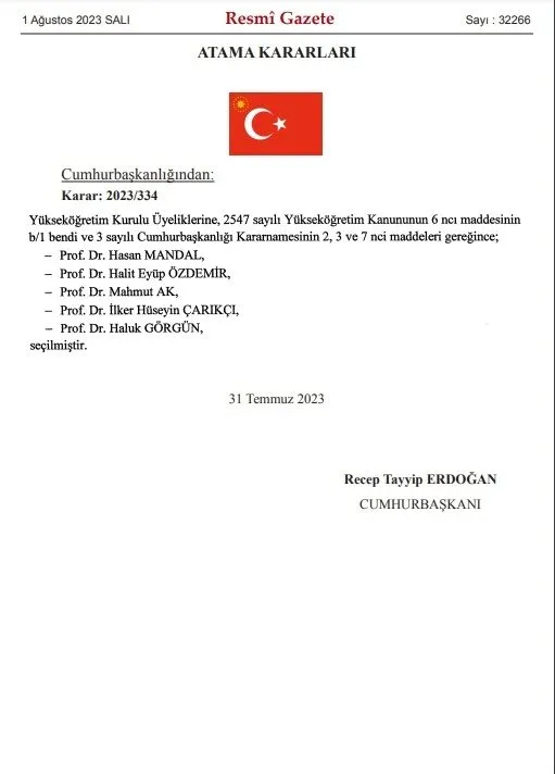 Resmi Gazete yayımlandı! Yüksek Öğretim Kurulu üyeliğine yeni atamalar...