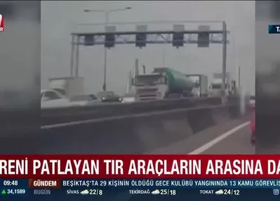 Freni patlayan TIR araçların arasında daldı