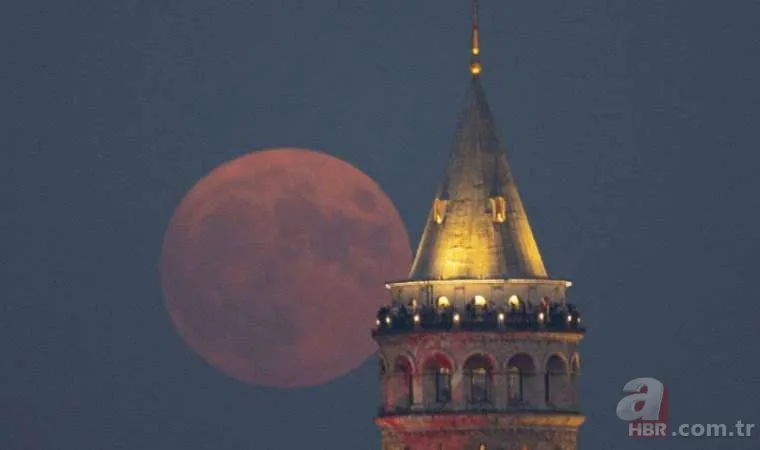 Eşsiz manzara! 'Süper Ay' İstanbul'da Galata Kulesi ile birlikte görüntülendi 2