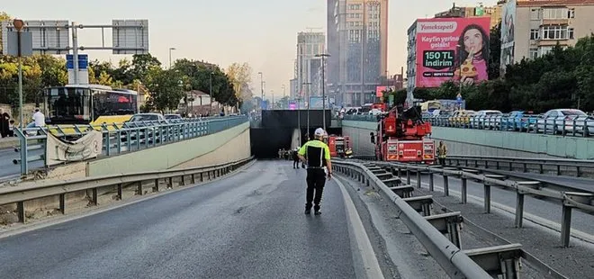 Ulaşım kaosa döndü trafik felç oldu! İETT otobüsü alt geçitte yandı