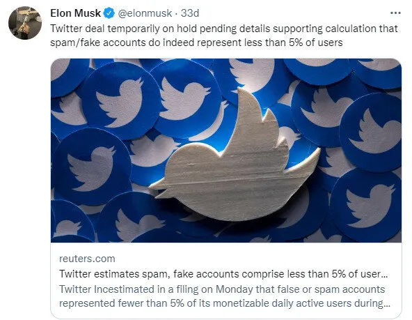 Elon Musk: Twitter’i satın alma anlaşması askıya alındı! Hisselerde büyük düşüş