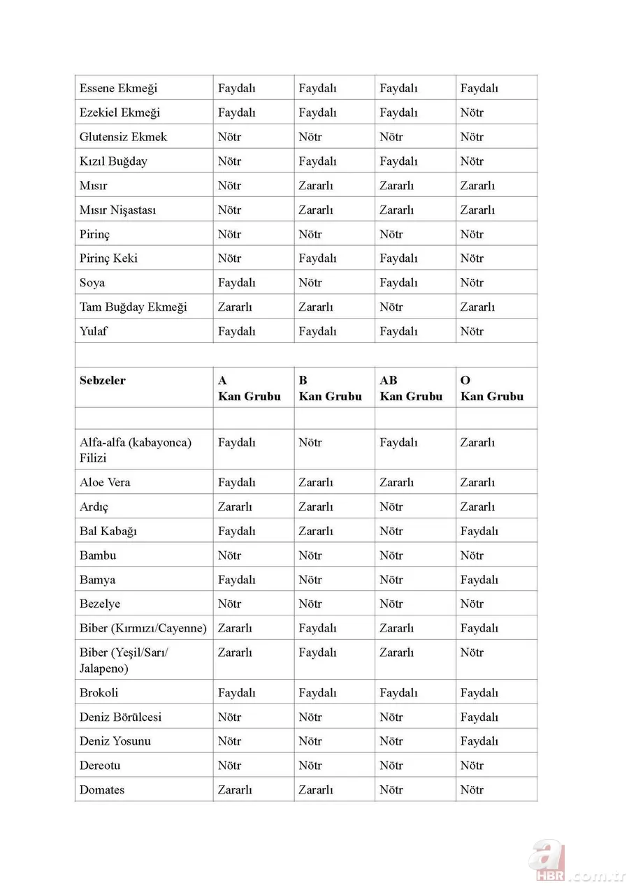 Merak edilen liste açıklandı! Hangi kan grubu hangi besini tüketmeli? 7