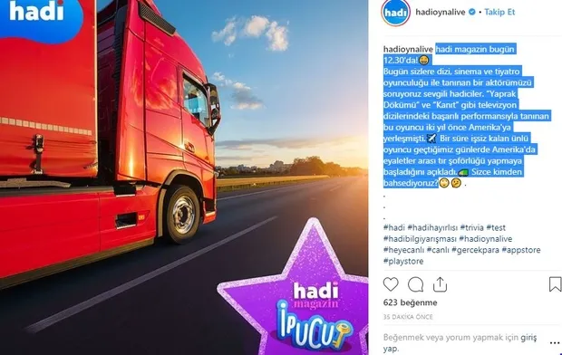 Hadi ipucu 4 Nisan: Kanıt dizisinde oynayan ABD'de TIR şoförlüğü yapan oyuncu kimdir? 12.30 hadi - 1