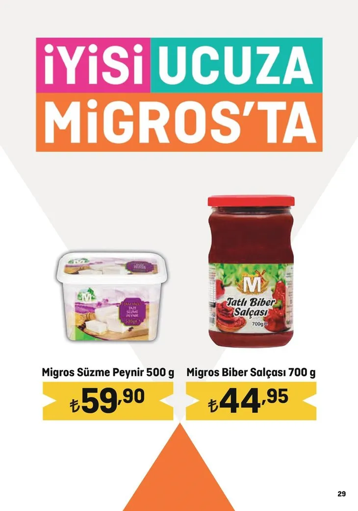 Migros 26 Nisan indirim kataloğu yayında! Migros’da 5KG Un 69,00 TL, Süzme Peynir 59,90 TL, Salça 39,95 TL, Ayçiçek Yağı 5L 199,95 TL’den satışta