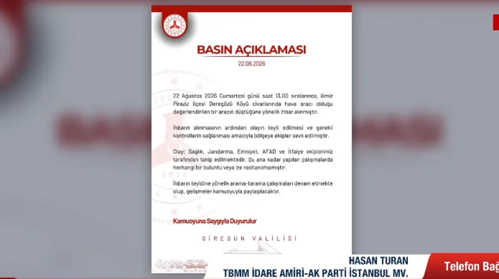 “Helikopter düştü” ihbarı Giresun’u alarma geçirdi! Hasan Turan A Haber’de açıkladı: Gerçek farklı çıktı