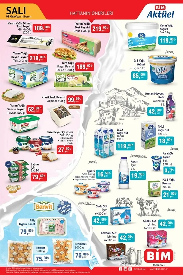 9 Ocak BİM aktüel ürünler kataloğu yayında! Tost peyniri, beyaz peynir, süt, sıvı yağ, tereyağ, pirinç, toz deterjan ucuza satışa sunulacak…