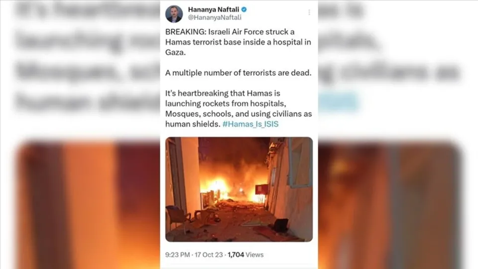Netanyahu'nun danışmanı Hananya Naftali itiraf etti: Gazze’deki hastane saldırısını İsrail yaptı