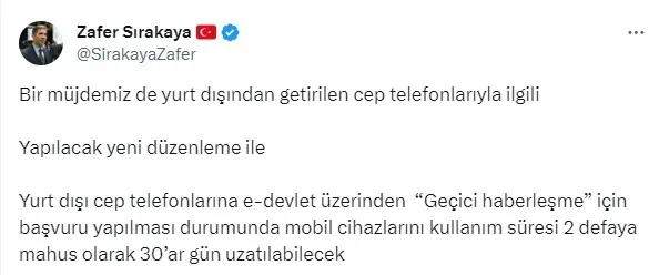 AK Parti’den müjde! Yurt dışından getirilen telefon ve o araçların kullanım süresi uzuyor - 1