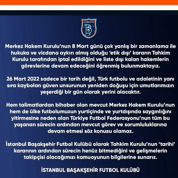 Son dakika: Başakşehir'den Tahkim Kurulu kararına tepki - 2