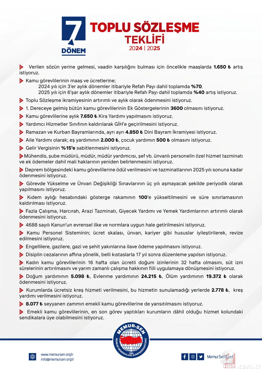 Yeni zam müjdesi açıklandı! Toplu sözleşme teklifi son dakika! Memura 8.077 TL seyyanen zam! Refah payı, kira yardımı, 3600 ek gösterge... 2