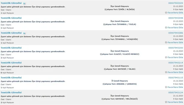 İŞKUR kurumları açıkladı! İlkokul mezunu 5.234 personel alımı başladı! 2023 Aralık ayı temizlik görevlisi alımı yapan kurumlar