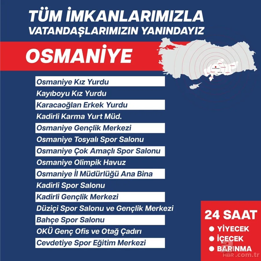 Deprem bölgelerinde hizmette olan tesisler hangileri? 3