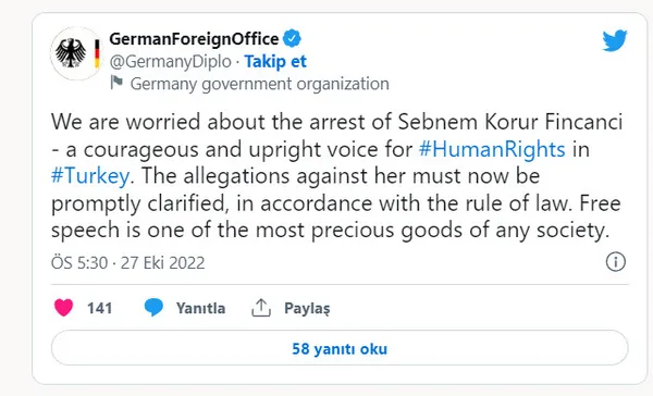 Almanya’dan TSK’ya iftira atan TTB Başkanı Şebnem Korur Fincancı’ya skandal destek: Tutuklanması endişe verici