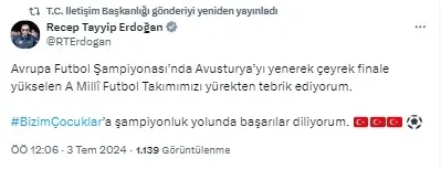 Başkan Erdoğan’dan Bizim Çocuklar’a tebrik! ’Şampiyonluk yolunda başarılar diliyorum’